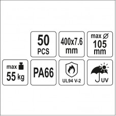 YT-70633 YATO Set 50 coliere din plastic 400 x 7.6..